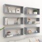 vidaXL Estante cubo pared 6 uds contrachapado gris hormigón 60x15x23cm vidaXL Estante cubo pared 6 uds contrachapado gris hormigón 60x15x23cm