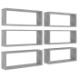 vidaXL Estante cubo pared 6 uds contrachapado gris hormigón 60x15x23cm vidaXL Estante cubo pared 6 uds contrachapado gris hormigón 60x15x23cm