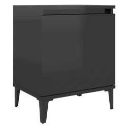 vidaXL Mesita de noche con patas de metal negro brillante 40x30x50 cm