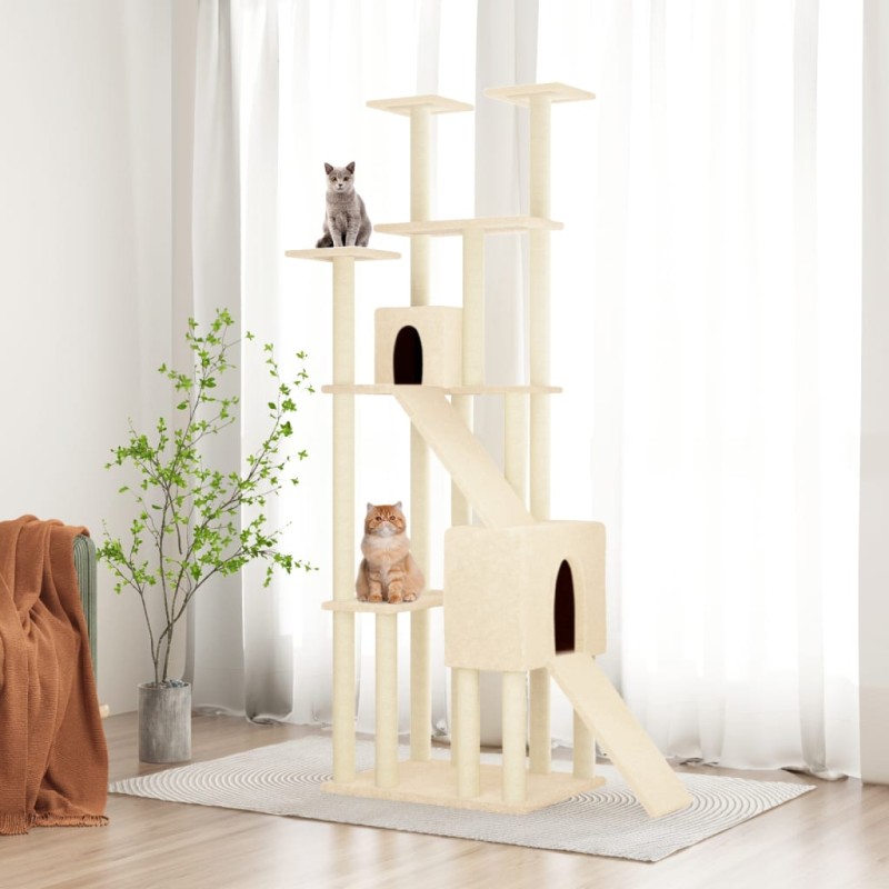 vidaXL Rascador para gatos con postes de sisal crema 190 cm vidaXL Rascador para gatos con postes de sisal crema 190 cm