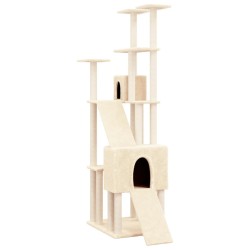vidaXL Rascador para gatos con postes de sisal crema 190 cm