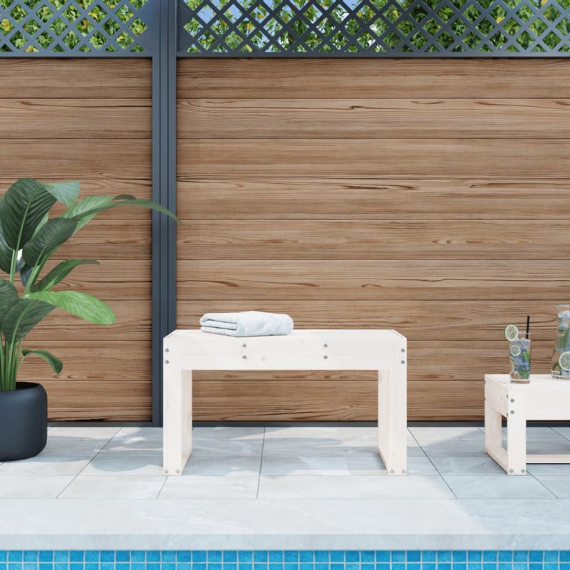 vidaXL Banco de jardín madera maciza de pino blanco 80x38x45 cm vidaXL Banco de jardín madera maciza de pino blanco 80x38x45 cm