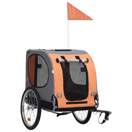 vidaXL Remolque de bicicleta para mascotas naranja y gris
