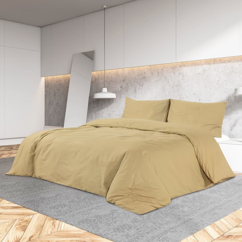 vidaXL Juego de funda nórdica microfibra ligera gris taupé 135x200 cm