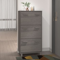 vidaXL Zapatero HAMAR madera maciza pino gris claro 59,5x35x117 cm