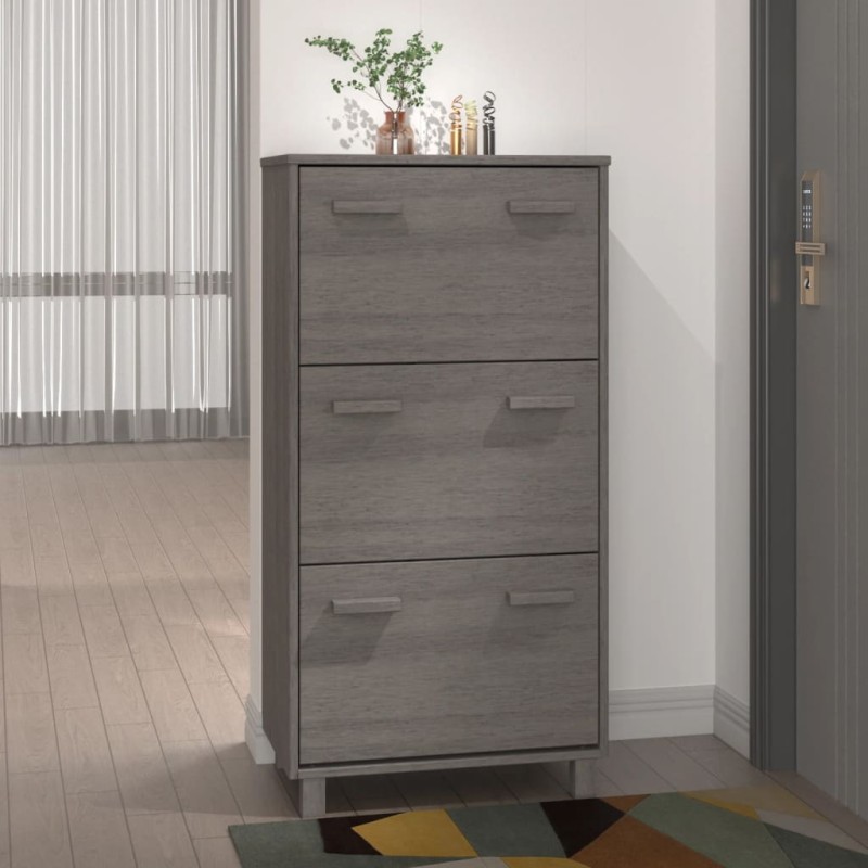 vidaXL Zapatero HAMAR madera maciza pino gris claro 59,5x35x117 cm vidaXL Zapatero HAMAR madera maciza pino gris claro 59,5x35x117 cm