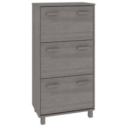 vidaXL Zapatero HAMAR madera maciza pino gris claro 59,5x35x117 cm