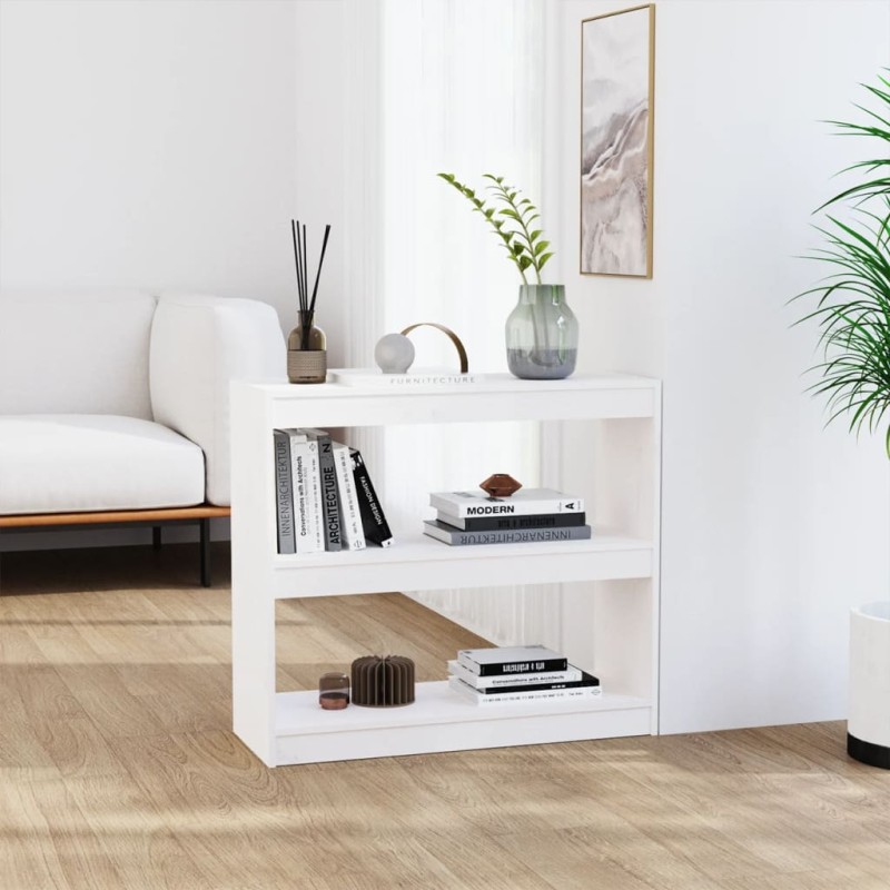 vidaXL Estantería/divisor de espacios madera pino blanco 80x30x71,5 cm vidaXL Estantería/divisor de espacios madera pino blanco 80x30x71,5 cm