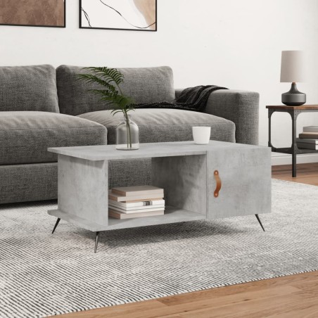 vidaXL Mesa de centro madera contrachapada gris hormigón 90x50x40 cm