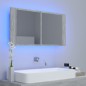 vidaXL Armario espejo baño luz LED acrílico gris hormigón 90x12x45 cm vidaXL Armario espejo baño luz LED acrílico gris hormigón 90x12x45 cm