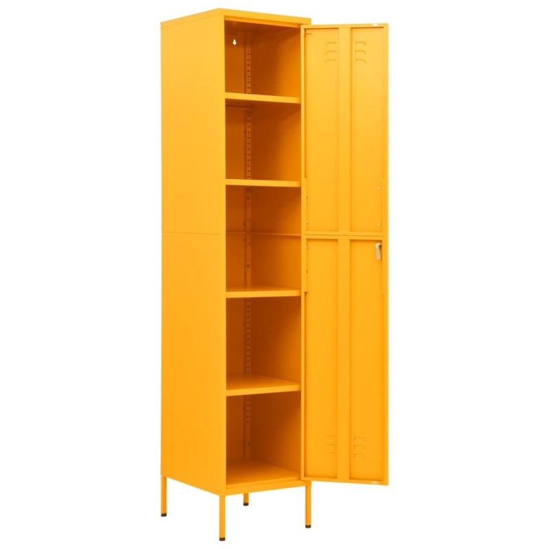 vidaXL Armario taquilla de acero amarillo mostaza 35x46x180 cm vidaXL Armario taquilla de acero amarillo mostaza 35x46x180 cm