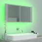 vidaXL Armario espejo baño luz LED acrílico gris hormigón 90x12x45 cm vidaXL Armario espejo baño luz LED acrílico gris hormigón 90x12x45 cm