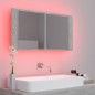 vidaXL Armario espejo baño luz LED acrílico gris hormigón 90x12x45 cm vidaXL Armario espejo baño luz LED acrílico gris hormigón 90x12x45 cm