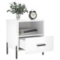 vidaXL Mesita de noche madera de ingeniería blanco brillo 40x35x47,5cm vidaXL Mesita de noche madera de ingeniería blanco brillo 40x35x47,5cm