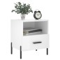 vidaXL Mesita de noche madera de ingeniería blanco brillo 40x35x47,5cm vidaXL Mesita de noche madera de ingeniería blanco brillo 40x35x47,5cm