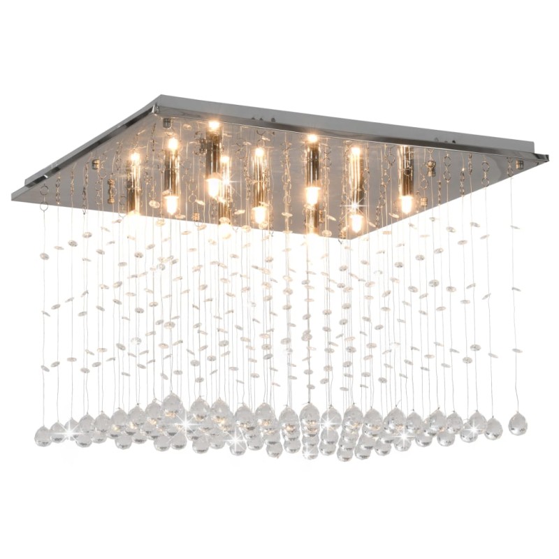 vidaXL Lámpara de techo con cuentas de cristal plateado cúbica G9 vidaXL Lámpara de techo con cuentas de cristal plateado cúbica G9
