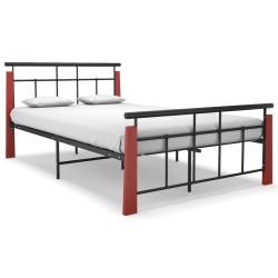 vidaXL Estructura de cama metal y madera maciza de roble 130x200 cm