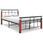 vidaXL Estructura de cama metal y madera maciza de roble 130x200 cm vidaXL Estructura de cama metal y madera maciza de roble 130x200 cm