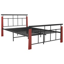 vidaXL Estructura de cama metal y madera maciza de roble 130x200 cm