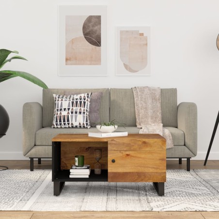 vidaXL Mesa de centro madera maciza mango y contrachapada 80x50x40 cm