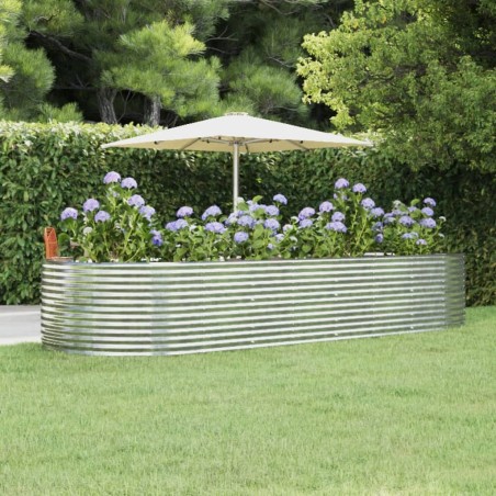vidaXL Jardinera arriate acero recubrimiento polvo plata 367x140x68cm