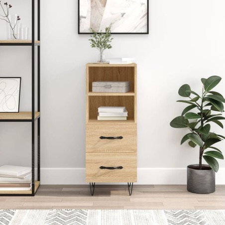 vidaXL Aparador madera contrachapada color roble Sonoma 34,5x34x90 cm
