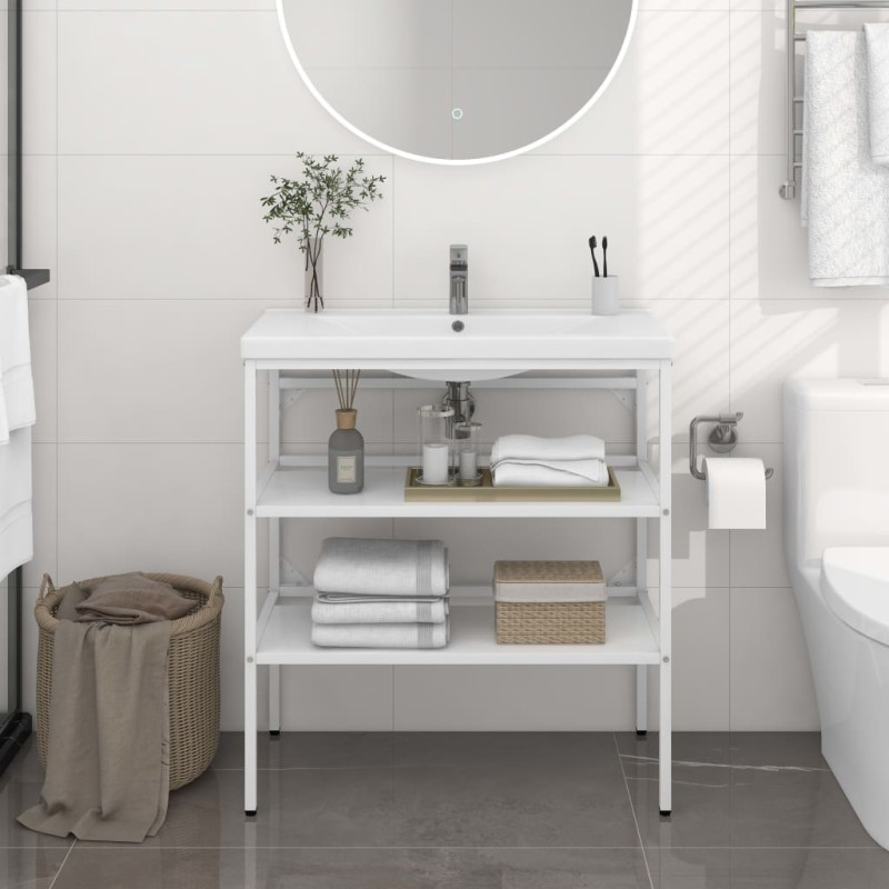vidaXL Estructura de lavabo de hierro blanco 79x38x83 cm vidaXL Estructura de lavabo de hierro blanco 79x38x83 cm