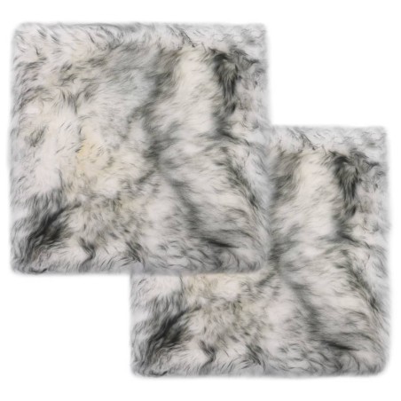 vidaXL Cojines de sillas 2 uds piel oveja genuina mezcla gris 40x40 cm
