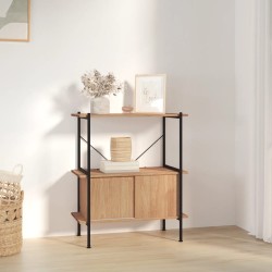 vidaXL Estantería con armario 3 niveles madera y acero 80x40x92 cm