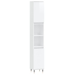 vidaXL Armario de baño madera contrachapada blanco brillo 30x30x190 cm