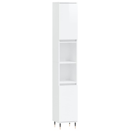 vidaXL Armario de baño madera contrachapada blanco brillo 30x30x190 cm