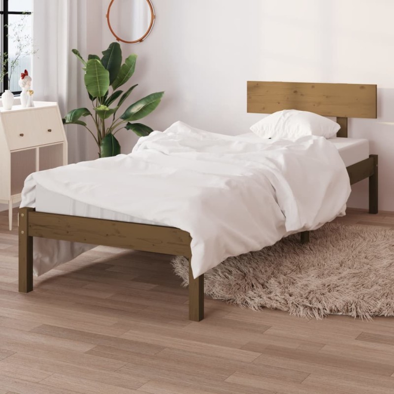 vidaXL Estructura cama madera pino pequeña individual marrón 90x190 cm vidaXL Estructura cama madera pino pequeña individual marrón 90x190 cm