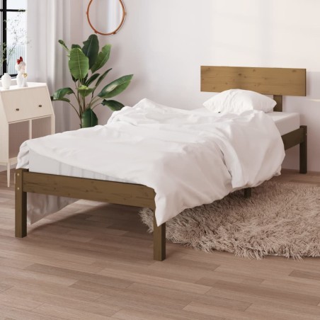 vidaXL Estructura cama madera pino pequeña individual marrón 90x190 cm