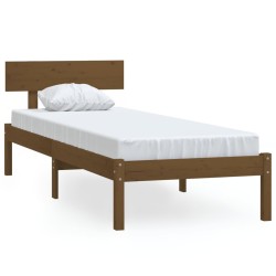 vidaXL Estructura cama madera pino pequeña individual marrón 90x190 cm