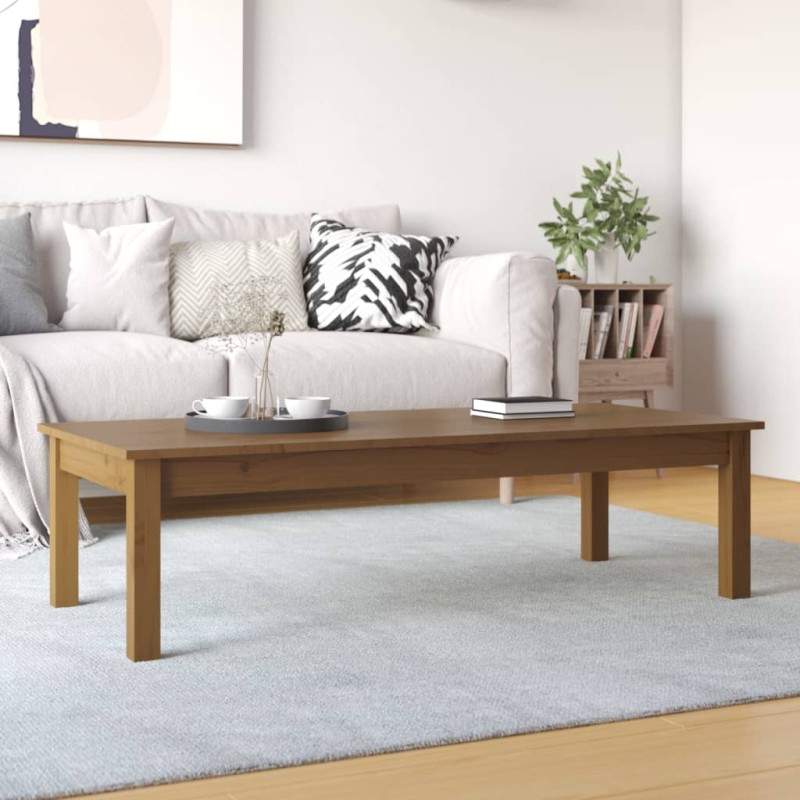 vidaXL Mesa de centro madera maciza de pino marrón miel 110x50x30 cm