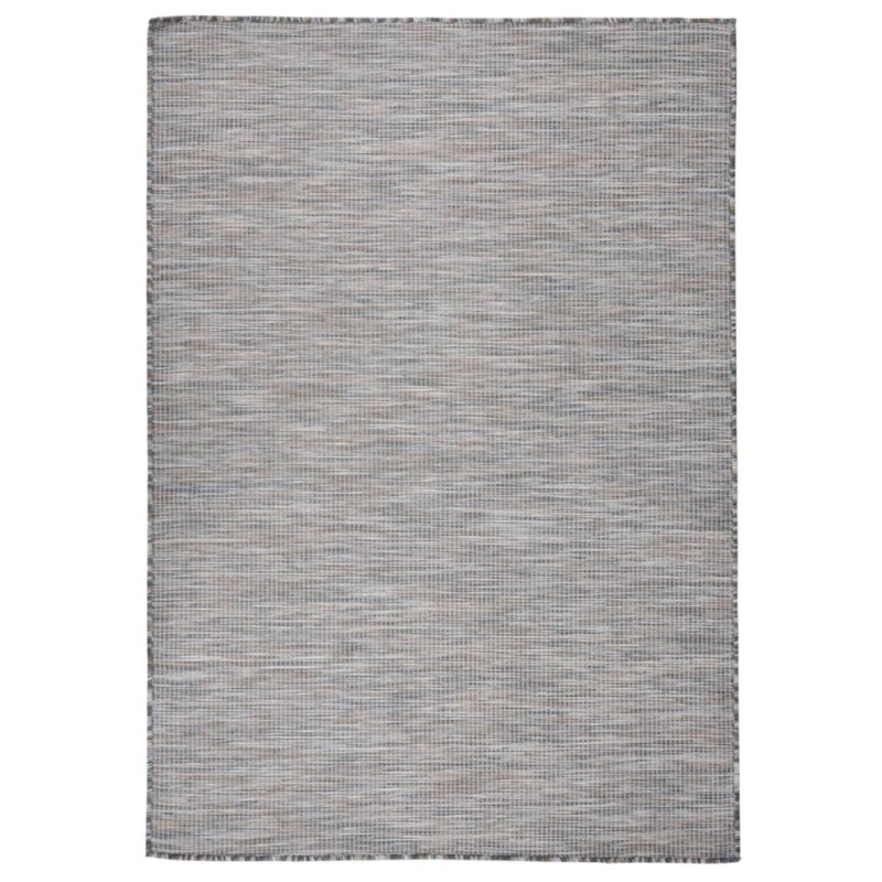 vidaXL Alfombra de exterior de tejido plano marrón y azul 140x200 cm vidaXL Alfombra de exterior de tejido plano marrón y azul 140x200 cm
