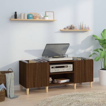 vidaXL Mueble de discos madera contrachapada roble marrón 121x38x48 cm
