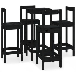 vidaXL Set de bar 5 piezas madera maciza de pino negro