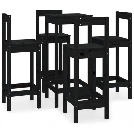 vidaXL Set de bar 5 piezas madera maciza de pino negro