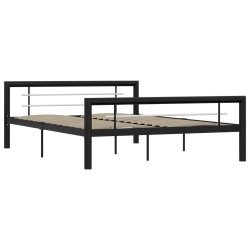 vidaXL Estructura de cama de metal negro y blanco 120x200 cm