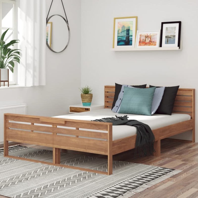 vidaXL Estructura de cama madera de teca maciza 140x200 cm vidaXL Estructura de cama madera de teca maciza 140x200 cm