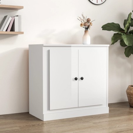vidaXL Aparador madera contrachapada blanco brillante 70x35,5x67,5 cm