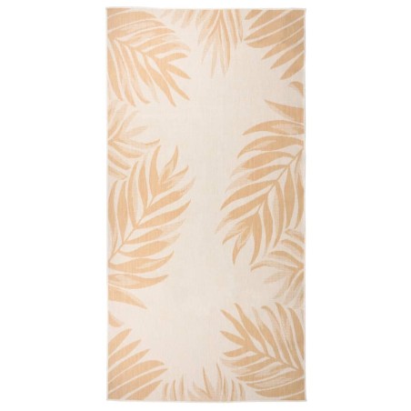 vidaXL Alfombra de exterior tejido plano estampado de hoja 100x200 cm