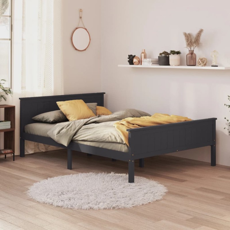 vidaXL Estructura de cama madera maciza de pino gris 140x200 cm vidaXL Estructura de cama madera maciza de pino gris 140x200 cm