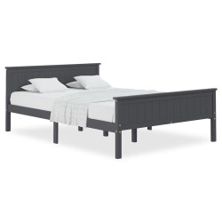 vidaXL Estructura de cama madera maciza de pino gris 140x200 cm