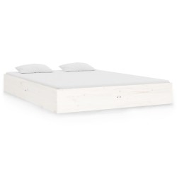 vidaXL Estructura de cama doble pequeña madera maciza blanca 120x190cm