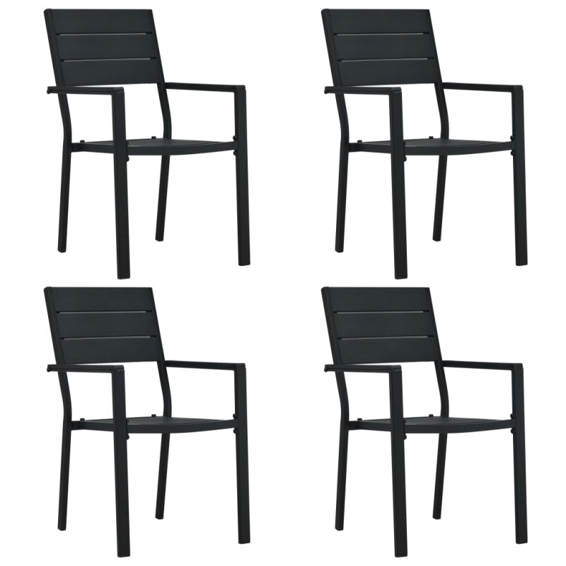vidaXL Sillas de jardín 4 unidades HDPE aspecto de madera negro vidaXL Sillas de jardín 4 unidades HDPE aspecto de madera negro