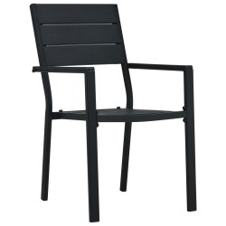 vidaXL Sillas de jardín 4 unidades HDPE aspecto de madera negro