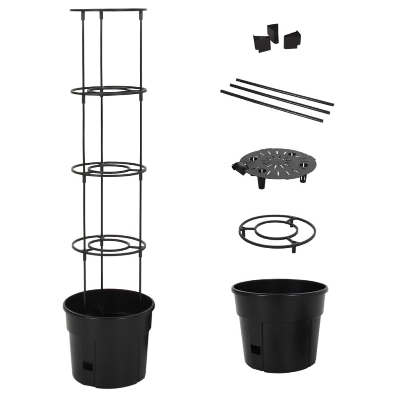 vidaXL Macetero para tomates polipropileno antracita Ø29,5x115 cm vidaXL Macetero para tomates polipropileno antracita Ø29,5x115 cm