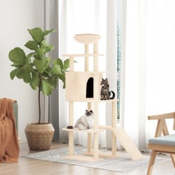 vidaXL Rascador para gatos con postes de sisal crema 166 cm